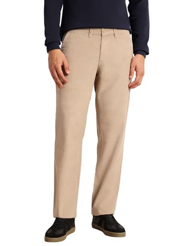Image of Thomas Scott Men's Regular Fit Mid-Rise Corduroy Trouser | Textured Fabric | 4-Pocket Casual Pants for Men