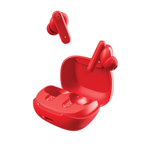Skullcandy Smokin’ Buds Wireless Earbuds, Bluetooth Headphones, Noise Isolating Fit, Up to 20 Hours Battery, IPX4 Sweat and Water Resistant, Microphone for iPhone Android - Flame