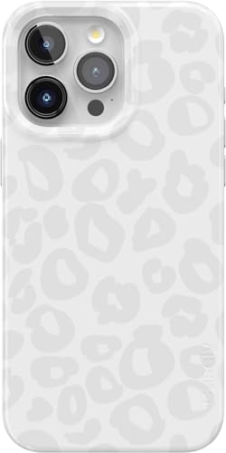 Casely Capa para iPhone 15 Pro Max - Into The Wild White Snow Leopard Capa fina clássica compatível com MagSafe