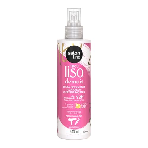 Salon Line, Meu Liso Demais, Spray Defrizante Protetor Térmico, Vegano - Para Cabelos Lisos Naturais, Alisados ou Relaxados, 240 ml