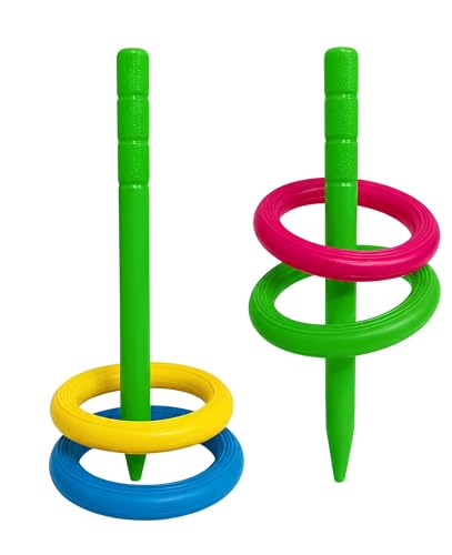 Gioco Del Lancio Degli Anelli A Cono Per Bambini Con 4 Anelli Da Lancio e 2 Paletti Giochi Da Giardino All'Aperto Gioco Bocce Da Spiaggia Parco Prato Gioco Sportivo Per Esterni Giochi Di Abilità