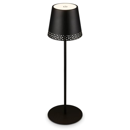 Briloner - Lampada da tavolo senza fili, 2 lampade in 1, lampada comodino dimmerabile, Lampada da Esterno, abat jour da comodino, lampada da tavolo ricaricabile, lampada scrivania, nero