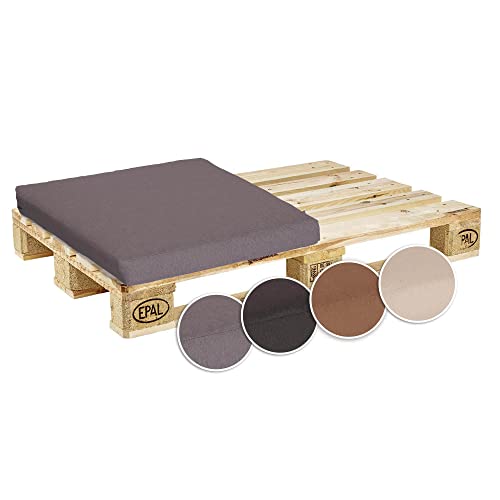 Beo Palettenkissen 60x80 wasserabweisend | Sitzkissen für Palettenmöbel | Made in EU | UV-beständiges Outdoor-Palettenkissen in Grau | Europaletten-Polster waschbar | Paletten-Sitzkissen Glatt
