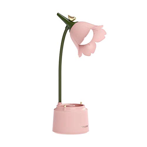 Pink Desk Lamp, Rechargeable LED Lamp with USB Charging Port, Flexible Gooseneck, 3 Color Modes & Stepless Dimming, Cute Lamp for College Dorm Bedroom Reading (Pink)