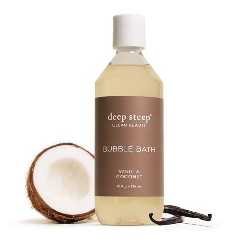 Deep Steep Bubble Bath Vanilla Coconut 10 oz Soothing Soak with Shea Butter Argan Oil Aloe Vera & Coconut Oil Vegan Sulfate-Free PH-Balanced Clean Beauty