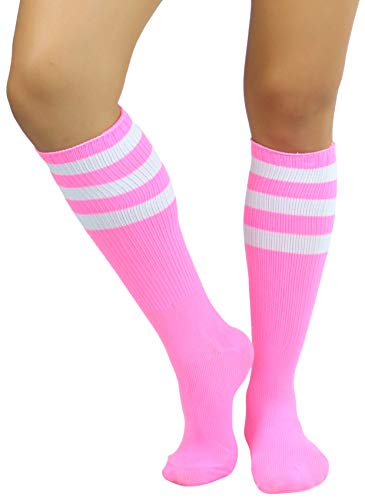 Image of ToBeInStyle Women's Premium Below Knee Athletic Socks w /Contrasting Wide Stripes