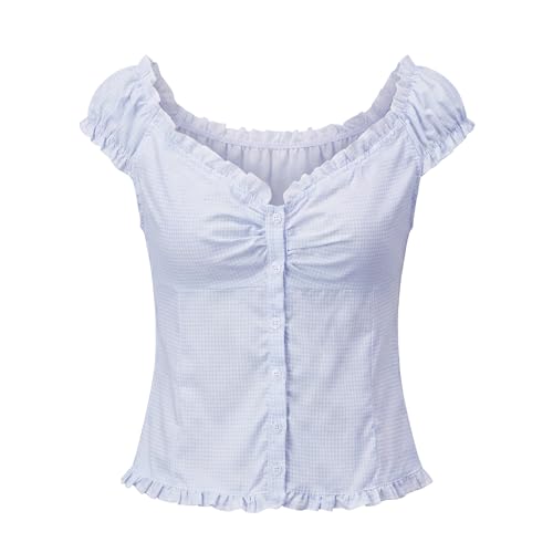 Image of Fairy Grunge Y2k Shirts Vintage Crop Tops Short Sleeve Girls Slim Fit Tees