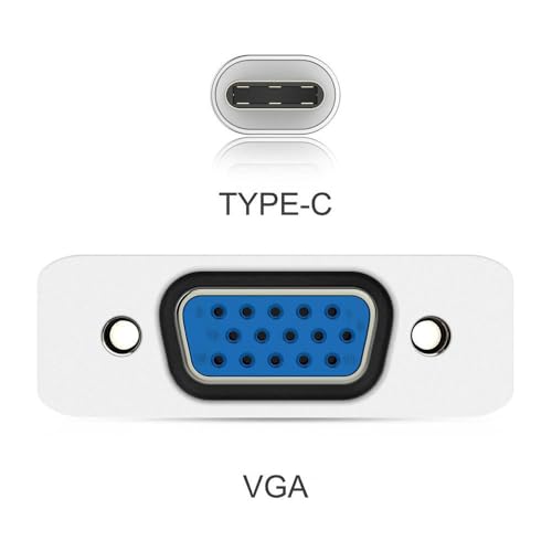 Image of FORIDA USB C to VGA Adapter, USB 3.1 Type-C Male to VGA Female Converter, 1080P Full HD, Compatible with MacBook, Chromebook, Dell, HP, Thunderbolt 3 /4, Projector & Monitor
