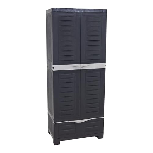 Image of Sunnydaze 57 inch Garage Storage Cabinet with Locking Doors & Shelves, Shadow