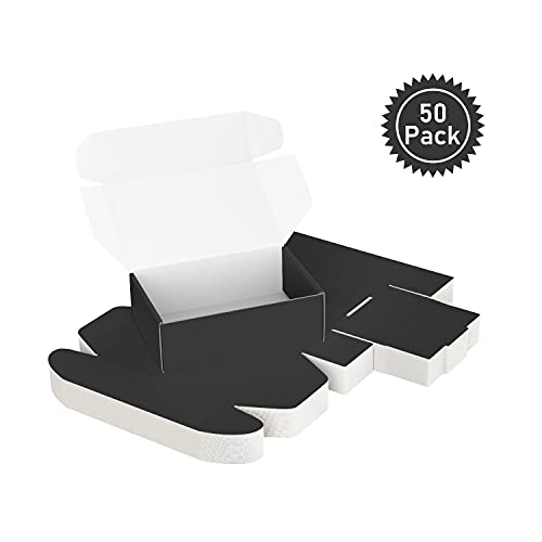 Image of 50 Pack 4 inchx6 inchx2 inch Shipping Boxes, Corrugated Cardboard Small Box Mailer, Shipping Boxes for Small Business for Gift Packing- TONESPAC (4 inchx6 inchx2 inch, Black)
