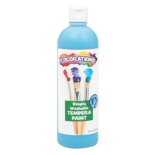 Colorations Washable Tempera Paint, 16 fl oz, Sky Blue, Non Toxic, Vibrant, Bold, Kids Paint, Craft, Hobby, Fun, Art Supplies