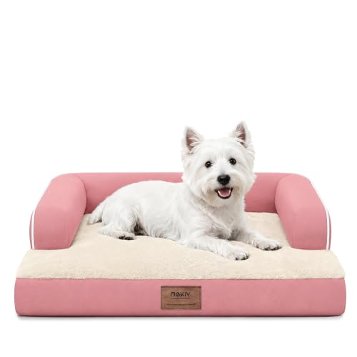 MEKIY Orthopedic Comfy Washable Dog Bed with Bolster for Medium Small Dogs