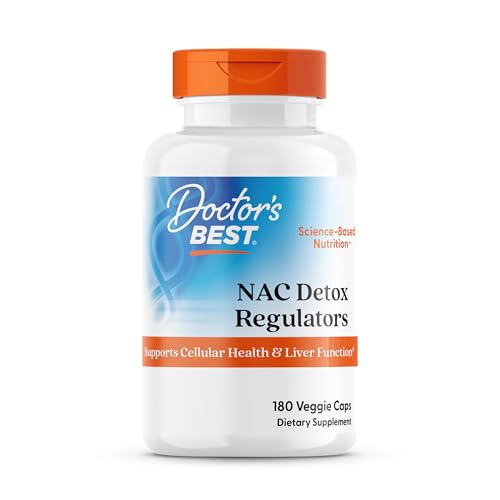 Doctor's Best Nac Detox Regulators with seleno excell, Non-GMO, Vegetarian, Gluten&Soy Free, 180 Veggie Caps, 180Count