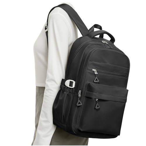 pectodox Mochila Instituto Compartimento, Mochilas Universidad para Portátil de 14 Pulgadas, Mochilas Escolares Impermeable Ligera, Backpack Hombre Mujer Casual, Negro