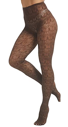 JarseHera Women Patterned Tights Hollow Out Knitted Pantyhose High Waist Chiffon Lace Fishnet Stockings3