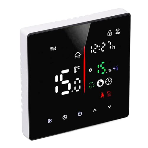 Jeffergarden Termostato de Pantalla Táctil Programable Inteligente WiFi, Termostato Doméstico Digital ABS con Control de Aplicación, Pantalla Dual, Control de Temperatura Preciso de ±2°F, para Uso