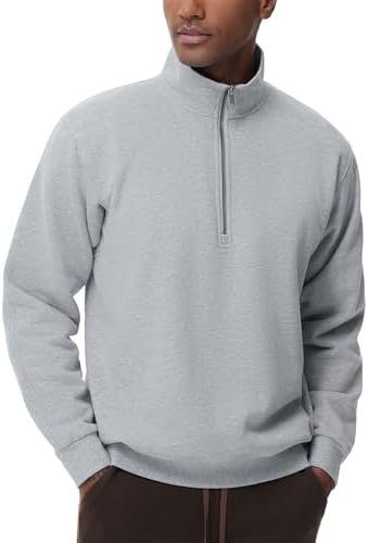 THE GYM PEOPLE Herren Troyer Pullover Fleece Halbreißverschluss Sweatshirt | Weiches Baumwoll-Fleece, Klassische Passform, Rippenbündchen an Ärmeln, Saum und Kragen, Half-Zip, Lauf