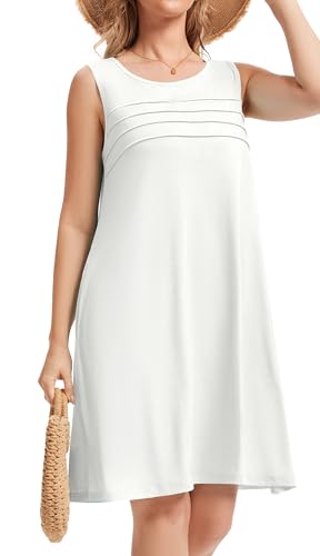 Image of CHICGAL Womens Summer Dresses Casual Loose Pleated Front Tshirt Sleeveless Tank Sundresses with Pockets 2026