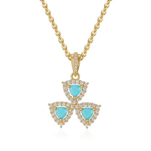 Fettero Gold Necklace for Women Dainty Clover Necklace 14K Gold Plated Cute Charm Necklaces Jewelry 3 Leaf Flower Pendant