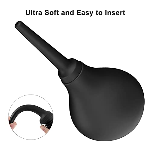 Image of Enema Douche Anti Back-Flow,Silicone Enema Reusable Anal Douche Cleaner for Men Women Colon Cleansing,Shower Douche with Spouts Connected to Shower Hole,Vaginal Cleaner (Black, 10oz)