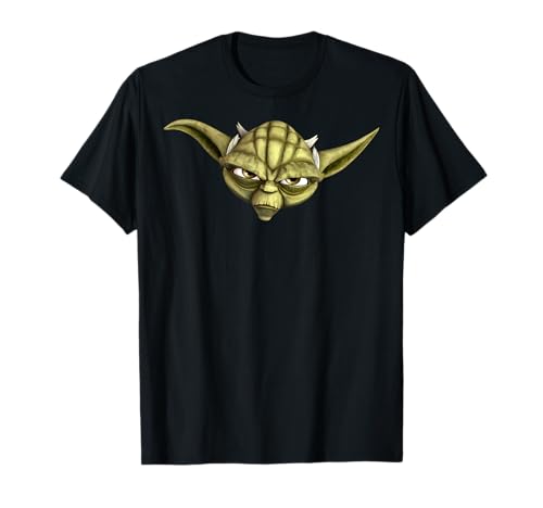 T-Shirt Yoda Star Wars Clone Wars grand visage coton noir pour fan