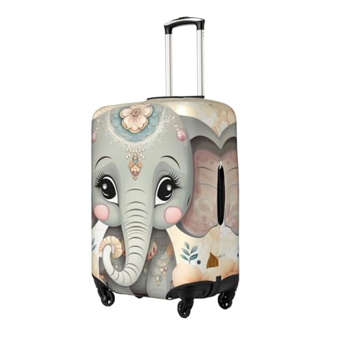 Luggage Cover Protector Cute Elephant Flower Floral Suitcase Cover With Zipper, Luggage Cover For 22"-24" Suitcase Elastic Washable Stretch Suitcase Protector For Travel Vacation2