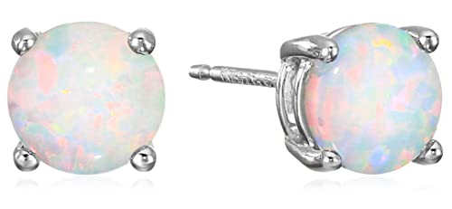 Amazon Essentials Sterling Silver Round Birthstone Stud Earrings