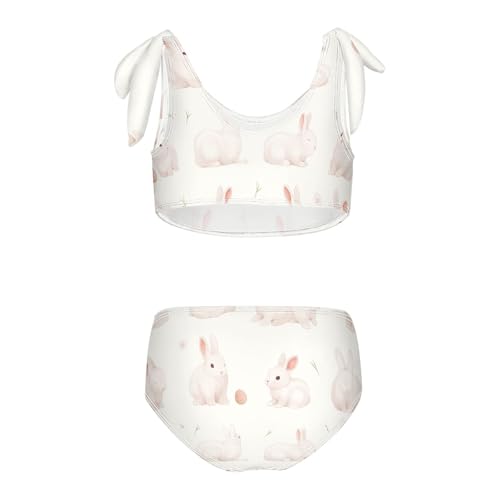 KLL Happy Easter Rabbit Bunny Pink Girls' 2 Piece Bikini Sets Quick-Dry Bathing Suit Swimming Suits Adjustable Shoulder2