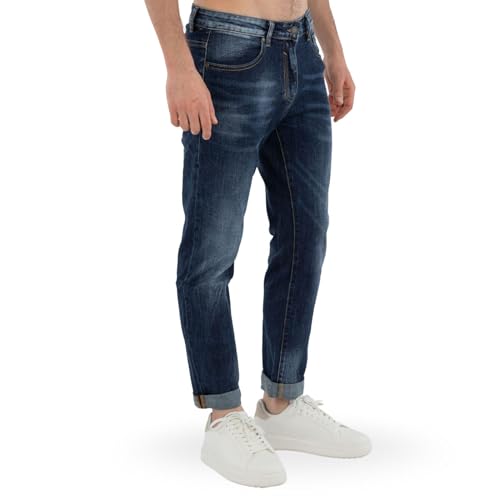 TONY BACKER - Jeans Homme Regular Fit Élastique Pantalon Denim Confortable à la Taille, Coupe Classique, Jeans Élastique Homme, Look Décontracté