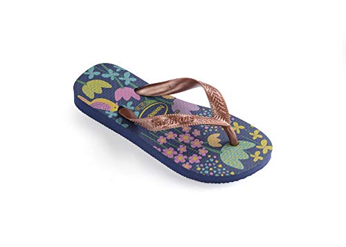 Chinelo, Havaianas, Kids Flores, Marinho/Dourado, 27/28, Meninas