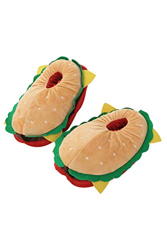 Plush Hamburger Cheeseburger Slippers Food Shaped Home Warm Shoes2