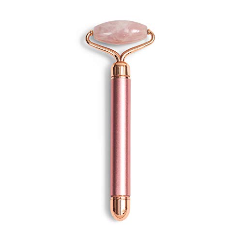Zoe Ayla Zoe Ayla Electric Vibrating Noiseless Natural Rose Quartz Stone Roller, Rosegold and Pink