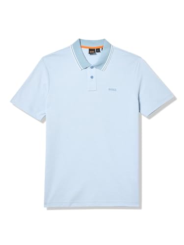 BOSS, Square Patch Logo Oxford Polo Shirt, Frost air, XL