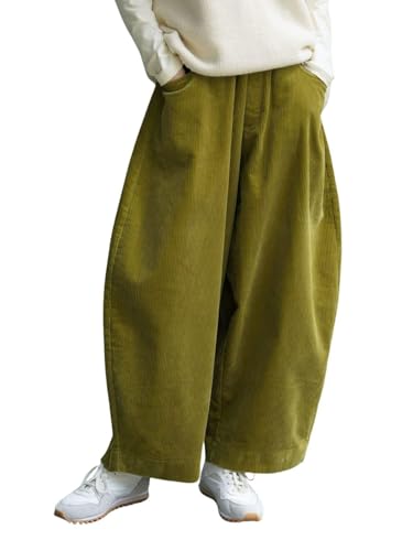 CHARTOU Women Corduroy Barrel Pants Wide Leg Vintage Mid Rise Y2k Baggy Boyfriend Pants