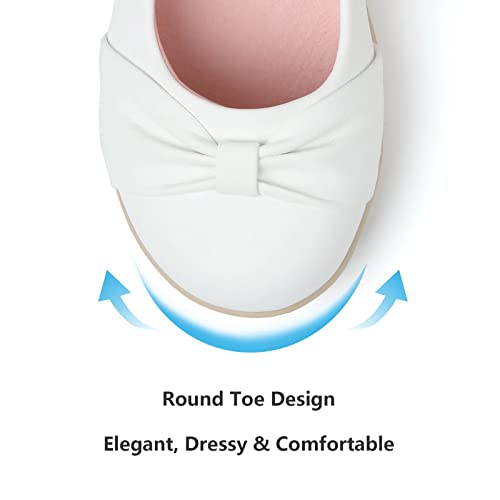 Samilor Mary Jane Shoes for Girls Comfortable Flats School Shoes for Girls Dressy Knot School Uniform Mary Jane Girls Flats Cute Girls Dress Shoes (Toddler/Little Kid) White 14