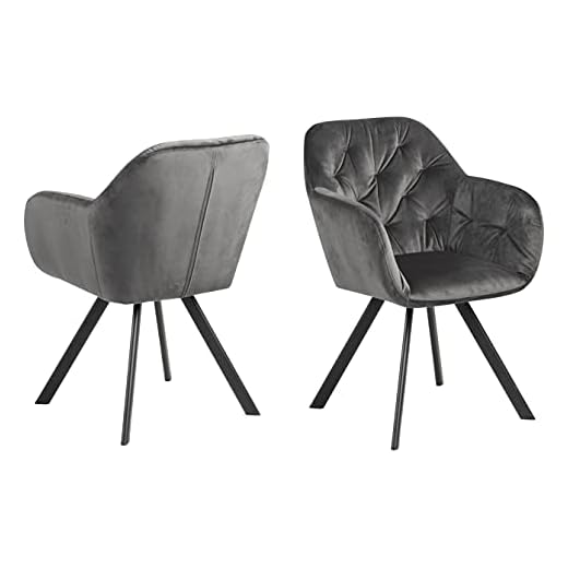 Marca Amazon - Movian Silla de escritorio Carver VIC tejido gris oscuro 28, patas centrales de metal con revestimiento de polvo grueso negro mate