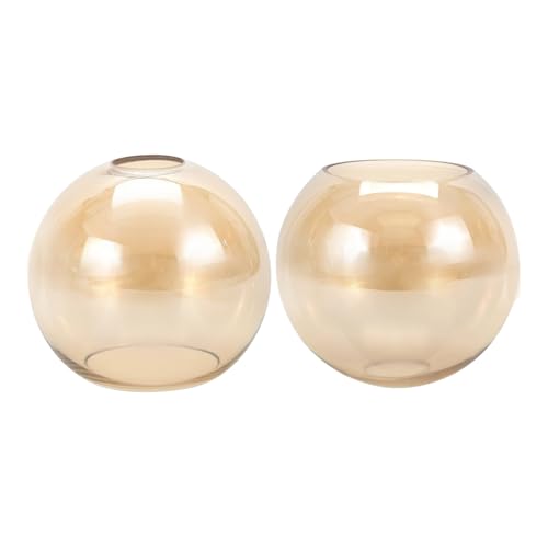 Image of 2 Pack Amber Glass Shades Globes, Glass Lamp Shade Covers Replacements, 1.65 In Fitter 5.1 In Height 5.9 In Diameter Lampshades for Light Fixtures Chandelier Wall Sconces Pendant Lights