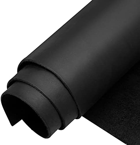 Black Leather Sheets for Crafts Tooling Leather Square 1.8-2.1mm Thick Full Grain Leather Pieces Genuine Cowhide Leather for Crafts Sewing Hobby Workshop 12"x12"