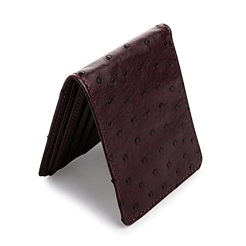 Dark Brown Real Ostrich Skin Leather Mens Wallet3
