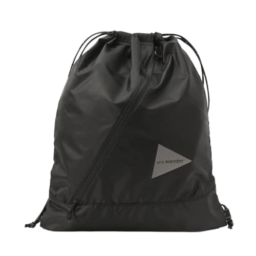 and wander �A���h�����_�[ 147 crispy rip drawstring bag black