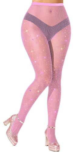Image of VEBZIN More Sparkly Fishnets Tights Fishnet Stockings Rhinestone Fishnet Tights for Women