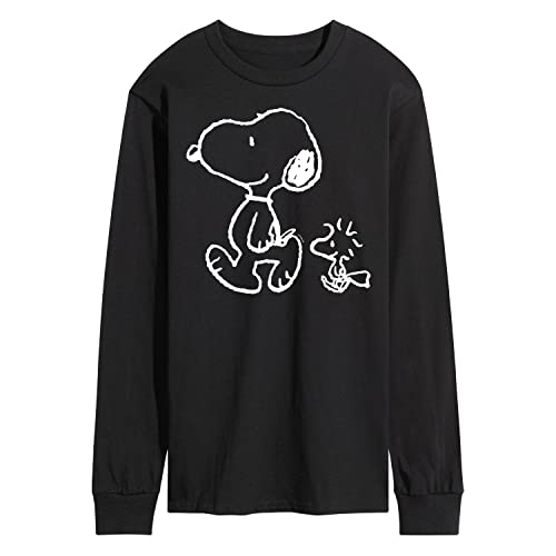 HYBRID APPAREL - Peanuts - I'll Follow You - Snoopy & Woodstock - Men's Long Sleeve T-Shirt - Size 3 X-Large Black