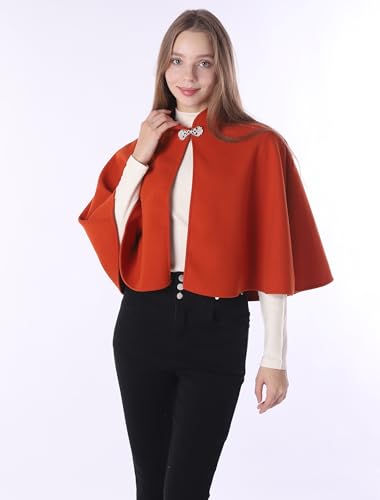 Baoqiya Wool Blend Capelet Capes Hooded Warm Poncho Bridal Stole Cape shawl for women4