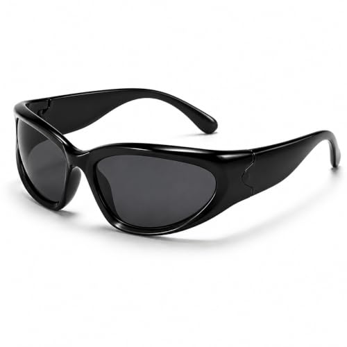 ZOSMIC Y2K Wraparound Sunglasses - Black - Image 2