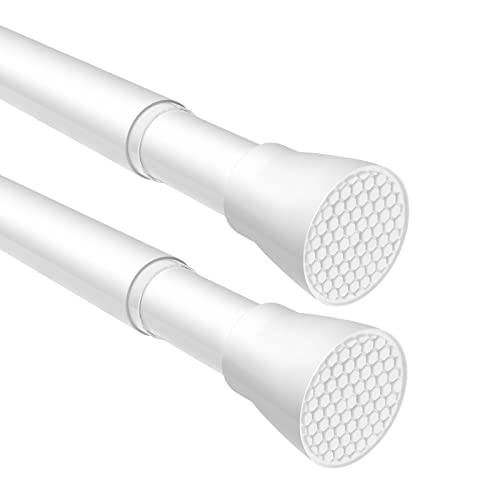 Image of Tension Curtain Rod White Tension Rod 2pcs Spring Curtain Rod Non Slip Tension Rods For Windows 28 To 48 Inch No Drilling Adjustable Tension Rods of Curtain Window Closet Kitchen Wardrobe1