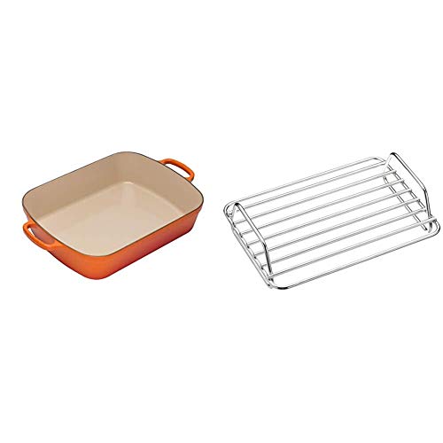 Le Creuset Cast Iron Roasting Dish & MasterClass Roasting Rack