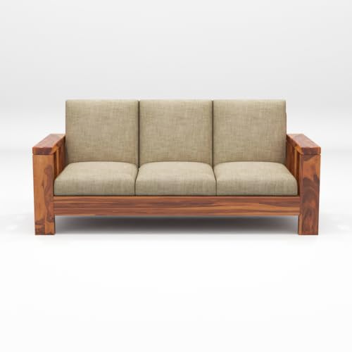 Image of Sheesham Wooden 5 Seater Sofa Set for Living Room | Solid Wood Sofa | Rosewood Sofa Set for Home & Office | Lounge (Honey, 5 Seater)