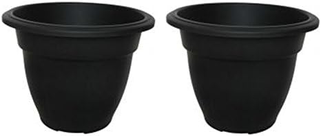 2 x X Large 55cm Round Bell Plant Pot Planters Plastic Black Colour Garden Pot