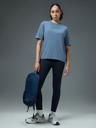 Image of TECHNOSPORT Women's Printed Boxy Fit Round Neck T-Shirt COTFLEX Half Sleeve Slip On Polyester for Gym Yoga Workout UPF50+ Anti Odour