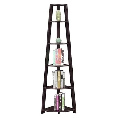 Convenience Concepts Newport 5 Tier Corner Bookcase, Espresso